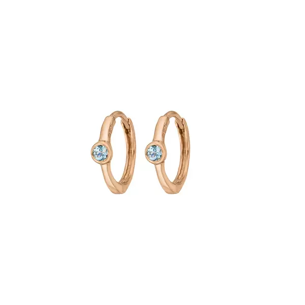 Leaf Jewelry Creole One Gem, Blauer Topas, 18 K Rosegold vergoldet Vatertagsangebot