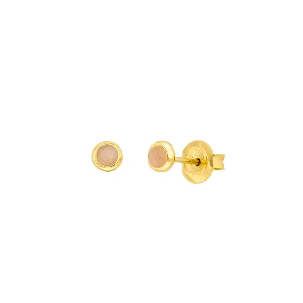 Leaf Jewelry Ohrstecker Pure Peach Mondstein, 3mm, 18 K Gelbgold vergoldet Räumungsverkauf