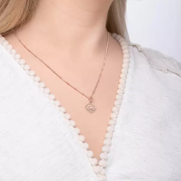 Leaf Jewelry Halskette Evil Eye, 45cm, 18 K Rosegold vergoldet Sonderangebote