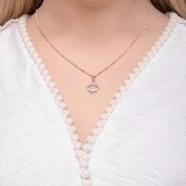 Leaf Jewelry Halskette Evil Eye, 45cm, 18 K Rosegold vergoldet Sonderangebote