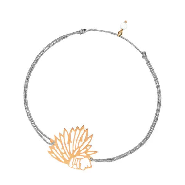 Leaf Jewelry Glücksbändchen Ethno, 18 K Rosegold, Grau Wochenangebot