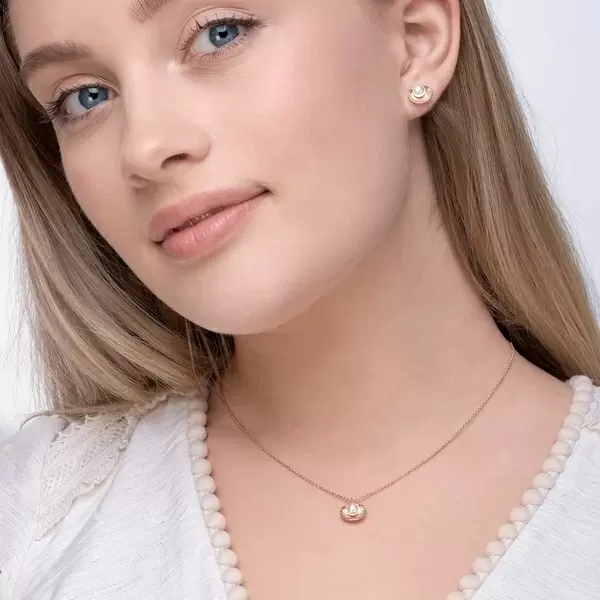 Leaf Jewelry Halskette Muschel mit Perle, 18 K Rosegold vergoldet Letzter Tag