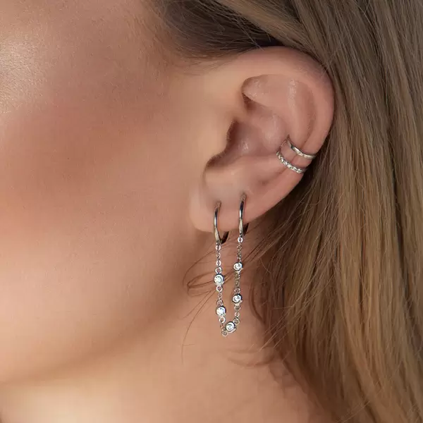 Leaf Jewelry Ear Candy - Double Hoop, Zirkonia, 18 K Rosegold vergoldet Sonderangebot der Fabrik