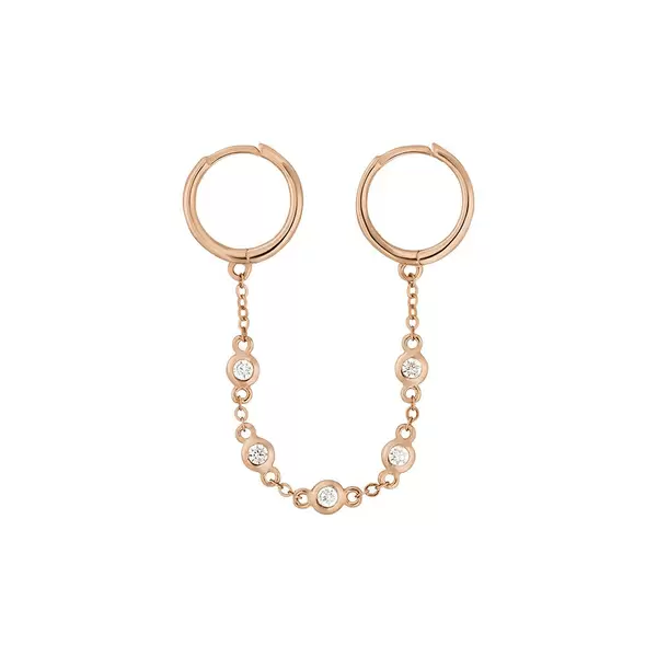 Leaf Jewelry Ear Candy - Double Hoop, Zirkonia, 18 K Rosegold vergoldet Sonderangebot der Fabrik