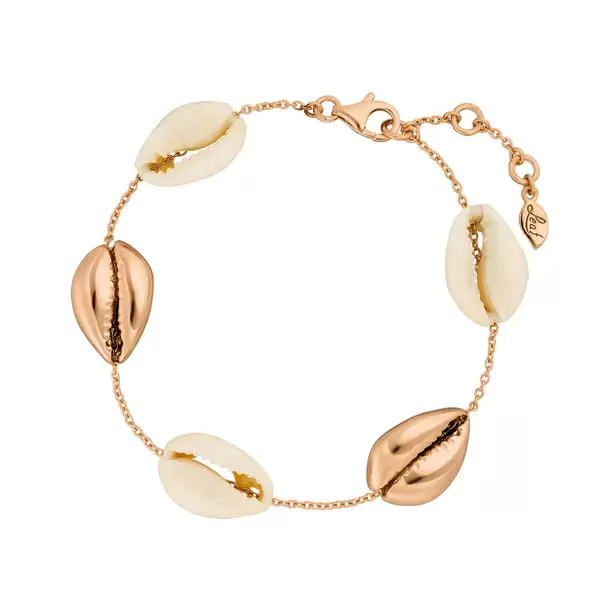 Leaf Jewelry Armkette 5 Cowrie Shells, 18 K Rosegold vergoldet Discount Store für neue Produkte