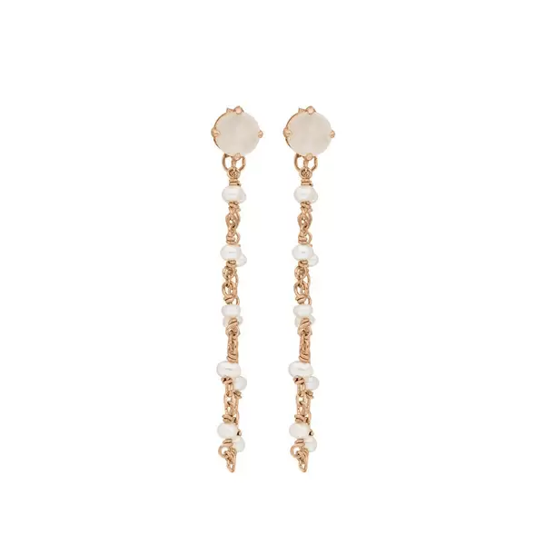 Leaf Jewelry Ohrhänger Flying Gem, Perle/Rosenquarz, 18 K Rosegold vergoldet Kostenloser Versand international