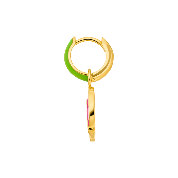 Leaf Jewelry Single Creole "LOL" EMOJI, 18 K Gelbgold vergoldet Outlet