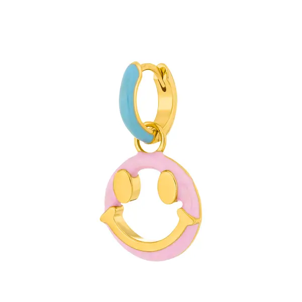 Leaf Jewelry Single Creole "Joy" EMOJI, 18 K Gelbgold vergoldet Fabrik Onlineshop