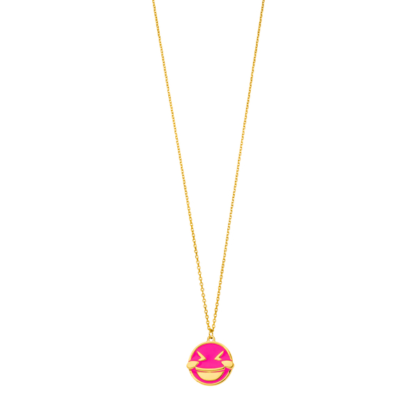 Leaf Jewelry Halskette "LOL" EMOJI, 18 K Gelbgold vergoldet Weihnachtsangebot