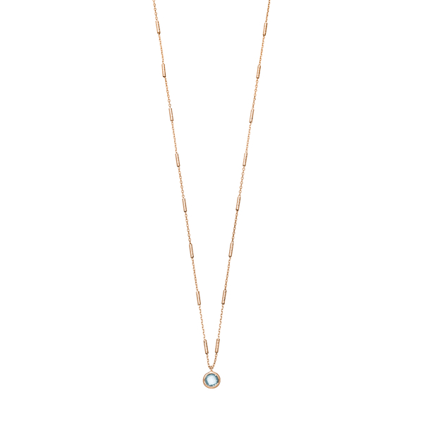 Leaf Jewelry Halskette Solitär, Blauer Topaz, 18 K Rosegold vergoldet Große Rabatte