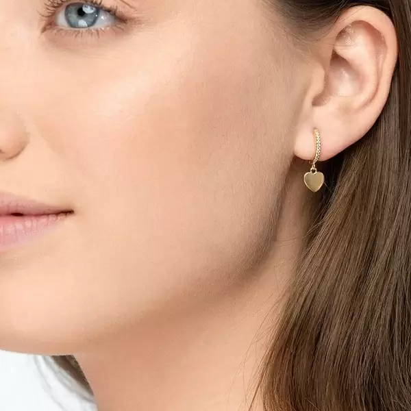 Leaf Jewelry Single Creole HEART/Zirkonia, 18 K Gelbgold vergoldet Tiefpreis