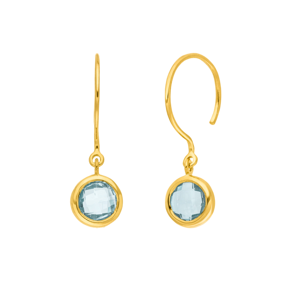 Leaf Jewelry Ohrhänger Solitär, Blauer Topaz, 18 K Gelbgold vergoldet Begrenzte Freigabe