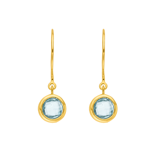 Leaf Jewelry Ohrhänger Solitär, Blauer Topaz, 18 K Gelbgold vergoldet Begrenzte Freigabe