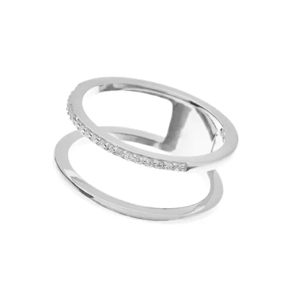 Leaf Jewelry Ring Double Line, 925 Sterlingsilber, Größe 54 Riesige Rabatte
