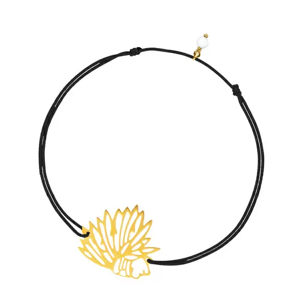 Leaf Jewelry Glücksbändchen Ethno, 18 K Gelbgold vergoldet, Schwarz Clearance-Verkauf