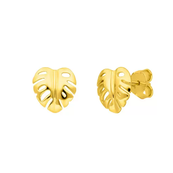 Leaf Jewelry Ohrstecker Monstera Leaf, 18 K Gelbgold vergoldet Speichern exportieren