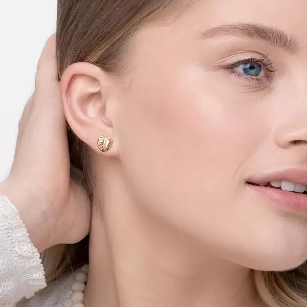 Leaf Jewelry Ohrstecker Monstera Leaf, 18 K Gelbgold vergoldet Speichern exportieren