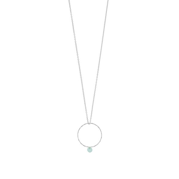 Leaf Jewelry Halskette Rain Drop Circle, 925 Sterlingsilber, Aqua Chalzedon