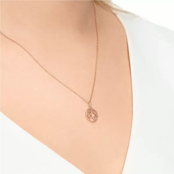 Leaf Jewelry Halskette Weltkugel, 18 K Rosegold vergoldet im Angebot