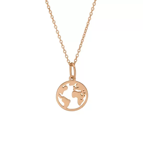 Leaf Jewelry Halskette Weltkugel, 18 K Rosegold vergoldet im Angebot