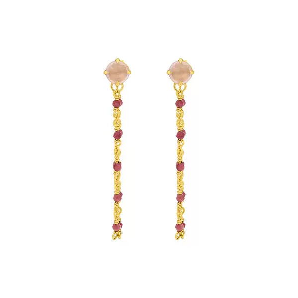 Leaf Jewelry Ohrhänger Flying Gems, Rosenquarz, 18 K Gelbgold vergoldet Schlussverkauf