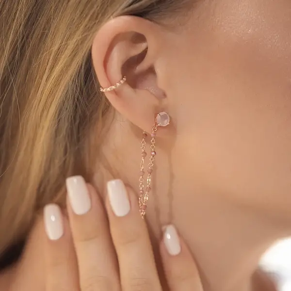 Leaf Jewelry Ohrhänger Flying Gems, Rosenquarz, 18 K Gelbgold vergoldet Schlussverkauf