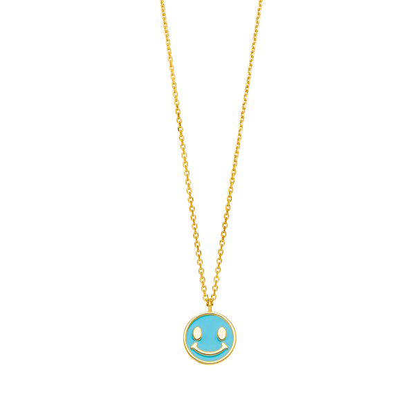 Leaf Jewelry Halskette "Happy" EMOJI, 18 K Gelbgold vergoldet Fabrikverkauf