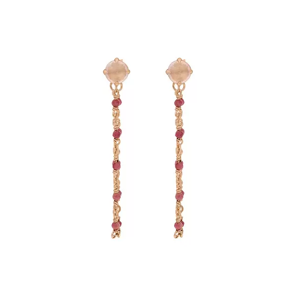 Leaf Jewelry Ohrhänger Flying Gems, Rosenquarz, 18 K Rosegold vergoldet Limitierter Zeitrabatt