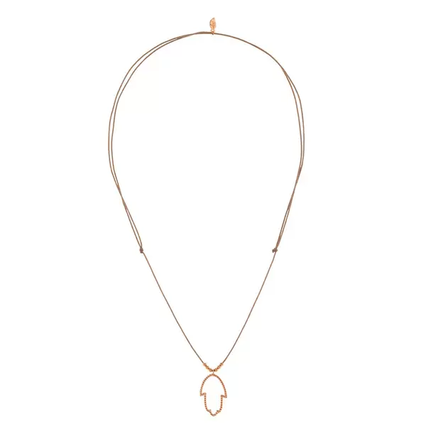 Leaf Jewelry Glückshalskettchen Fatima's Hand, 18 K Rosegold, Beige Günstig kaufen