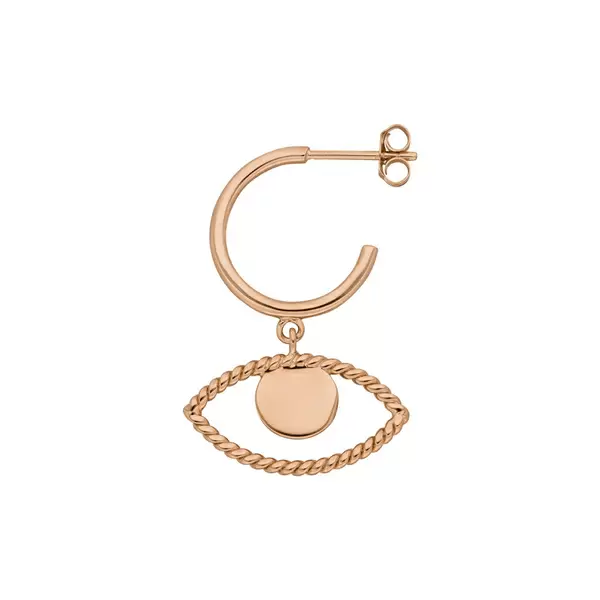 Leaf Jewelry Single Creole Evil Eye Twist, 18 K Rosegold vergoldet Vatertagsangebot