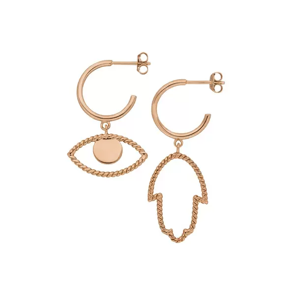 Leaf Jewelry Single Creole Evil Eye Twist, 18 K Rosegold vergoldet Vatertagsangebot