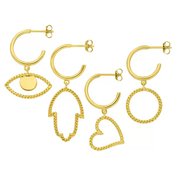 Leaf Jewelry Single Creole Evil Eye Twist, 18 K Gelbgold vergoldet Top Angebot
