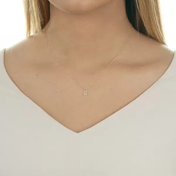 Leaf Jewelry Halskette Letter "E", 14 K Rosegold mit Diamanten Neuheiten
