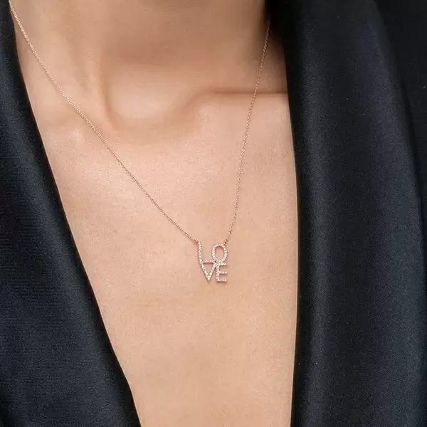 Leaf Jewelry Halskette Love mit Diamanten, 18 K Roségold Bestseller