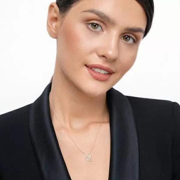 Leaf Jewelry Halskette Love mit Diamanten, 18 K Roségold Bestseller