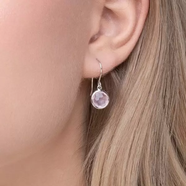 Leaf Jewelry Ohrringe Rosenquarz, 14 K Weißgold Saisonale Angebote