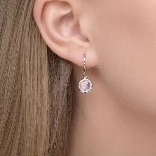 Leaf Jewelry Ohrringe Rosenquarz, 14 K Weißgold Saisonale Angebote