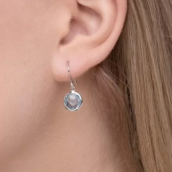Leaf Jewelry Ohrringe Blauer Topas, 14 K Weißgold Tägliche Deals
