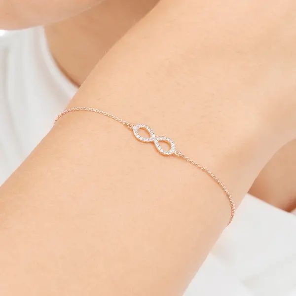 Leaf Jewelry Armkette Infinity mit Diamanten, 18 K Roségold Sonderangebote