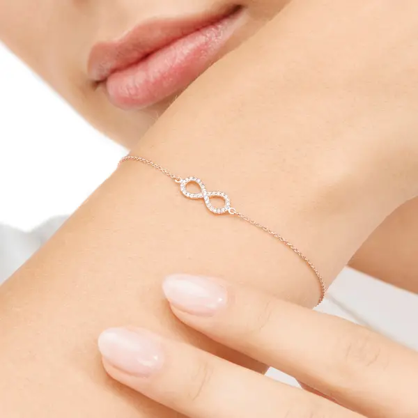 Leaf Jewelry Armkette Infinity mit Diamanten, 18 K Roségold Sonderangebote