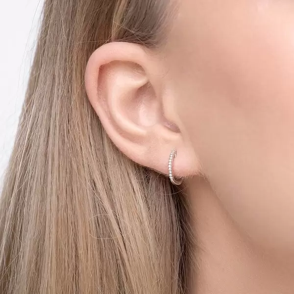 Leaf Jewelry Creole Circle XS mit Diamanten, 12mm, 18 Weißgold Riesige Ersparnisse