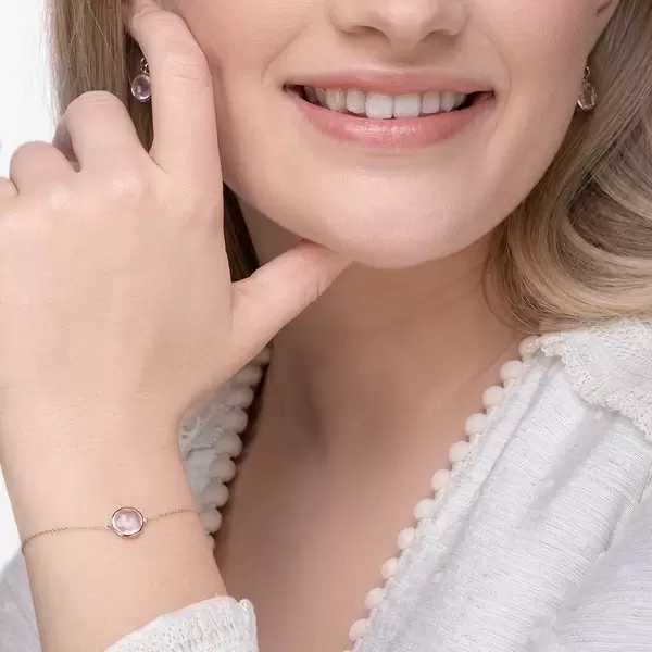 Leaf Jewelry Armkette Rosenquarz, 14 K Roségold Kostenlose Rückgabe