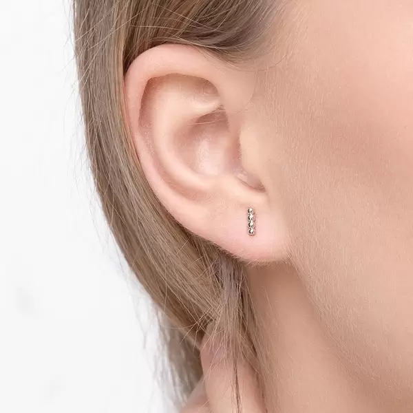 Leaf Jewelry Ohrstecker 4 Kugel, 14K Weißgold Begrenzte Freigabe