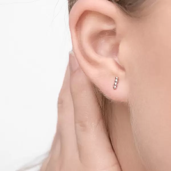 Leaf Jewelry Ohrstecker 4 Kugel, 14K Weißgold Begrenzte Freigabe