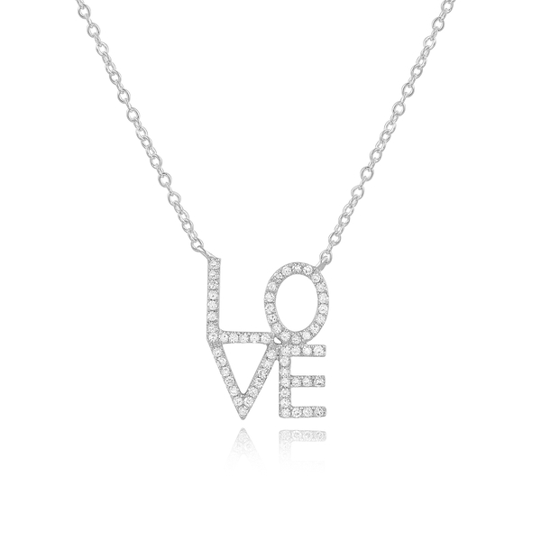 Leaf Jewelry Halskette Love mit Diamanten, 18 K Weissgold Letzte 3 Tage