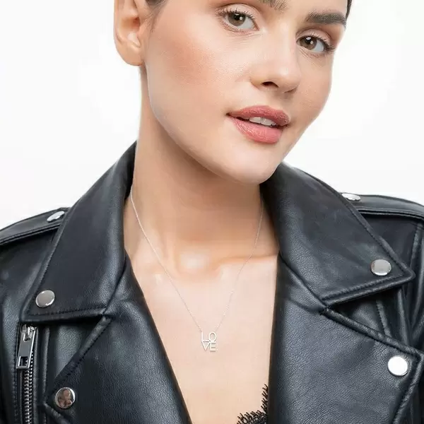 Leaf Jewelry Halskette Love mit Diamanten, 18 K Weissgold Letzte 3 Tage