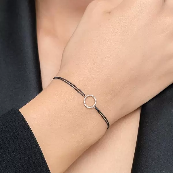 Leaf Jewelry Glücksbändchen Circle mit Diamanten, 18 K Rosegold, Beige JETZT KAUFEN