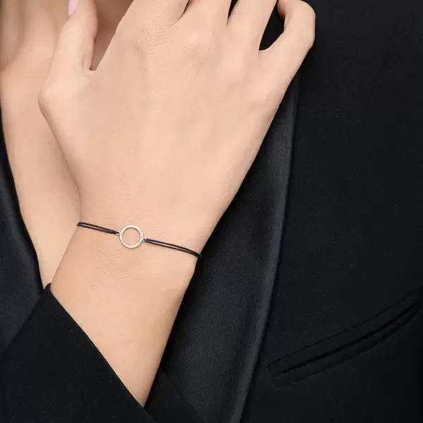 Leaf Jewelry Glücksbändchen Circle mit Diamanten, 18 K Rosegold, Beige JETZT KAUFEN