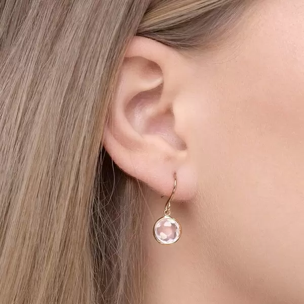 Leaf Jewelry Ohrringe Rosenquarz, 14 K Gelbgold Bis zu 50% Rabatt