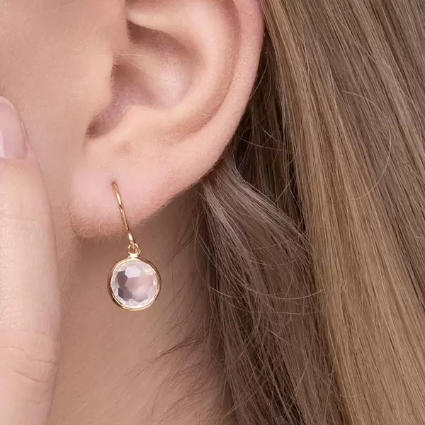 Leaf Jewelry Ohrringe Rosenquarz, 14 K Gelbgold Bis zu 50% Rabatt